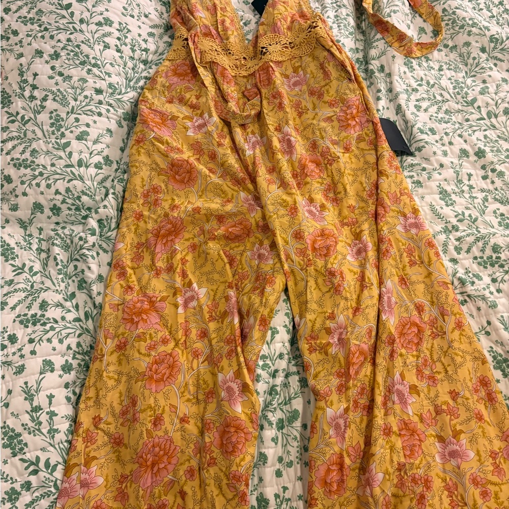 Lulu's Yellow Floral Jumpsuit
